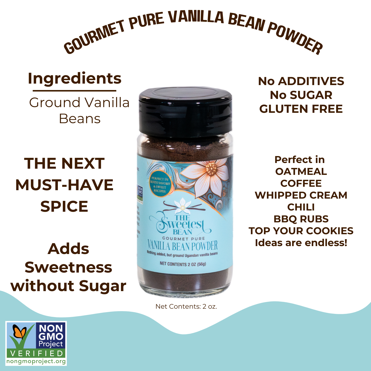 2 oz. Gourmet Pure Vanilla Bean Powder